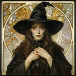 portrait painting of a pale faced witch, nekro borja, gerald brom, rembrandt, alphonse mucha, peter mohrbacher