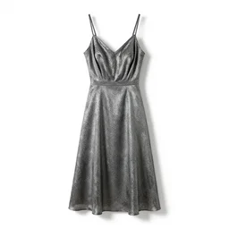silver sundress, studio product photography, isolated on a pure white background, centered, entire object in frame, sharp focus, soft studio lighting