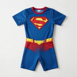 flat lay of a superhero costume.