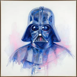 abstract painting of darth vader thin scribble on white canvas, blue and pink shift, martha jungwirth sketch, drawn by yves tanguy, oil on canvas, thick impasto by willem de kooning