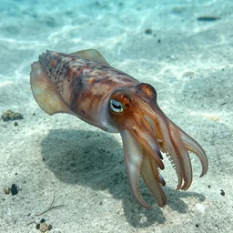 a cuttlefish in a warm bright ocean realistic cinematic 3 5 mm