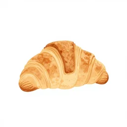 minimalist watercolor art flaky croissant on blank all white background, illustration, vector art