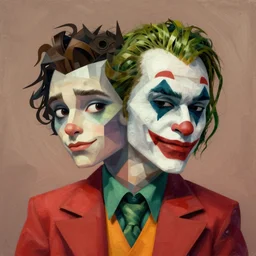 Joji mix of satyr and joker picture by Pixar, asymmetrical, Organic Painting , Matte Painting,  geometric shapes, digital art, trending on artstation, hard edges :2 by Goro Fujita:4