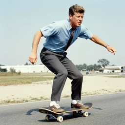 john f kennedy riding a skate board