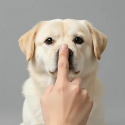 dog with fingers