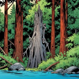 comic book art, sharp edges, eccentric colors, acadia national park