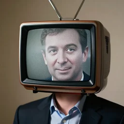 photograph of a television head man, super detailed
