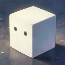 beautiful painting of companion cube, anime, studio ghibli, makoto shinkai, rhads, radiant light, detailed, 4 k