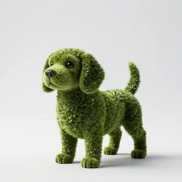 topiary shaped like a beagle, professional studio photo, full body, isolated on a pure white background, centered, entire subject in frame, sharp focus, soft studio lighting