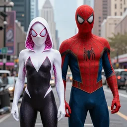 Spider-Man stands next to Spider-Gwen, Marvel Cinematic Universe