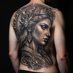 seraphin codex tattoo photographed by terry richarson, unreal engine, portrait, f / 2. 8, 1 6 k, perfectionism, halfrear lighting, insanely detailed and intricate, hypermaximalist, hyper realistic, super detailed