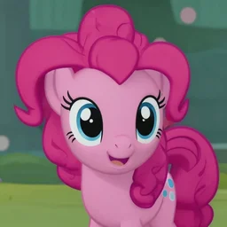 pinky pie my little pony, neca!!! action figure by neca face close up headshot in the style of neca, character by neca, film still, bokehs