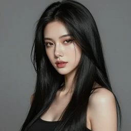 A portrait painting of a gorgeous woman long black hair, in the style of Audrey Kawasaki, octane render, highly detailed