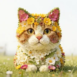 a cat made of flowers