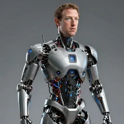 photography of marc zuckerberg as a highly detailed android. complex mechanical body, leds, electronics, links. hyper realistic, intricate, very high detailed, professional digital art, unreal engine 5, 8 k rendering, no blur, clear.