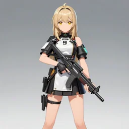 anime character ump 9 from girls'frontline, holding ump 9 gun