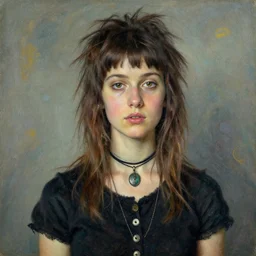 a portrait of a pretty sewer punk young lady by alice neel