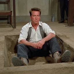 film still of arnold schwarzenegger in the pit and the pendulum ( 1 9 6 1 ), pathecolor, 4 0 mm panavision wide - angle lens