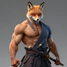 A muscular man with fox ears and a katana wearing a kimono, visualartzi, Japanese, concept art by Karla Ortiz, James Paick, Charlie Bowater, Krenz Cushart, highly detailed, ultra detailed, ultra realistic, trending on artstation, cgstudio