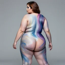 singer sia furler chubby body paint photoshoot artistic in studio back view