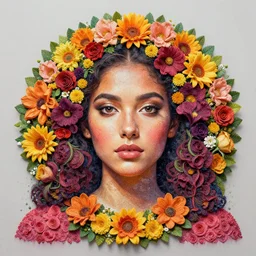 a symmetric portrait of an antrounded by flowers, by well renowned world artist