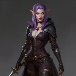 a stunning portrait of a female tiefling rogue, concept art, character design