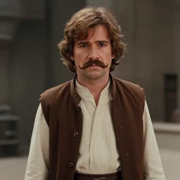 film still of luca!! adesso!! from soundcloud!!! as han solo in star wars with moustache