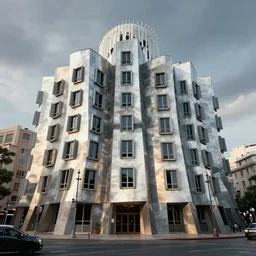 gothic by artstation, frank gehry building, hyperrealism, futurism 4 k, octane render