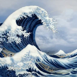 beautiful digital fantasy illustration of a a giant wave in the sky, a detailed matte painting by Dan Luvisi, highly detailed, soft lighting, rendered in octane, masterpiece, very very very aesthetic, exquisite marble details!!!