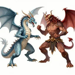 a drawing of a dragon and a demon fighting, an illustration of by Anne Stokes, deviantart, fantasy art, d&d, grotesque, polycount