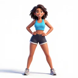 cheerful 80s aerobics instructor, detailed 3d character render, full body, standing, isolated on a pure white background, centered, whole figure in frame, sharp focus, studio lighting