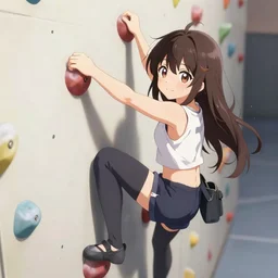 anime waifu climbing a wall