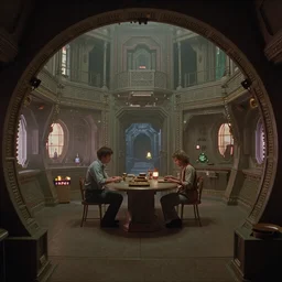 wes anderson cinematography, cosmic horror, psychedelic horror, scene from a alejandro jodorowsky film, ornate highly detailed space station interior, horror, atmospheric haze, film. film still, 1 6 mm cinematography. todd hido, gregory crewdson