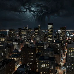 photorealistc full - color painting of a nightmarish boston downtown skyline in 1 9 2 5 at night with a horrifying sky, aerial view, dark, brooding, night, atmospheric, horror, cosmic, ultra - realistic, smooth, highly detailed by dave dorman