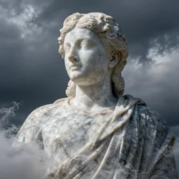 a statue made of cloud marble