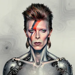 portrait of david bowie cyborg, kintsugi, modern fine art, fractal, intricate, elegant, highly detailed, digital photography, subsurface scattering, by jheronimus bosch and basquiat and greg rutkowski,