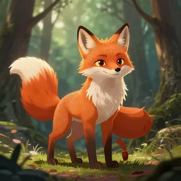 a medieval anthropomorphic fox with a fluffy tail in a forest, trending on furaffinity, trending on artstation, digital art, backlighting, by kawacy, dramatic lighting, cartoon, furry art, fursona, cgi