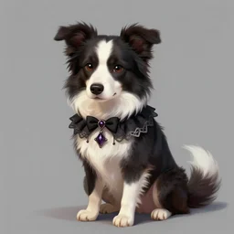 furry ( fandom ) art of a cute anthropomorphic border collie wearing gothic attire, digital art, painting, trending on furaffinity