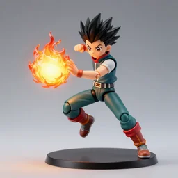 gon freecss making a fireball, action figure, studio lighting, product shoot, hunterxhunter