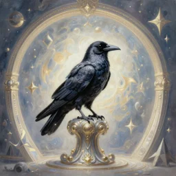 a hyper realistic painting of sorcery that opens up a portal to another twilight zone!!! dimension, giant beautiful magically ordaned raven perched in the center, magic the gathering, dishonored 2, painted by highly detailed by peter mohrbacher, wayne barlowe, boris vallejo, paolo eleuteri serpieri, greg rutkowski, vasnetsov, mucha,