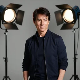 a studio photoshoot of an chinese tom cruise, studio lighting, bokeh