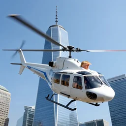 Donald Trump Flying A helicopter over the world trade center