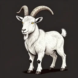 a vector illustration of a mad goat in lowbrow art style, highly detailed, elegant, intricate