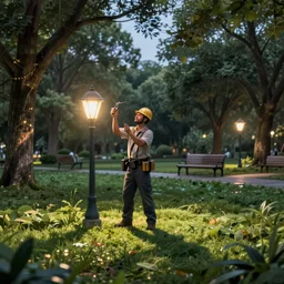 game about electrician who have to fix lights in the park