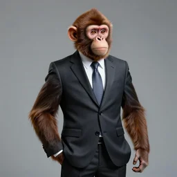 portrait of a professional monkey!!!!!!!!!!!!!! in a suit, ceo, studio lighting, 3 / 4 view, majestic pose, corporate business, trending on artstation, artgerm, cgsociety