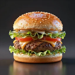 a burger made of glass, photoreal, digital art