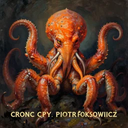zoological portrait of orange cthulhu by piotr foksowicz