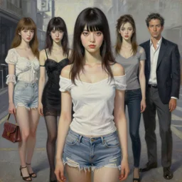 pop surrealism, lowbrow art, realistic cute seductive girl painting, japanese street fashion, hyper realism, muted colours, rococo, natalie shau, loreta lux, tom bagshaw, mark ryden, trevor brown style,