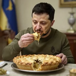 zelensky eats a pie made from vladimir lenin's body