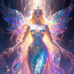 giant goddess made of light and color, art station, 4 k